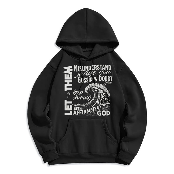 Modern Style Affirmed By God Fleece Lined Polyester Hoodie - Black - 2XL - image 5