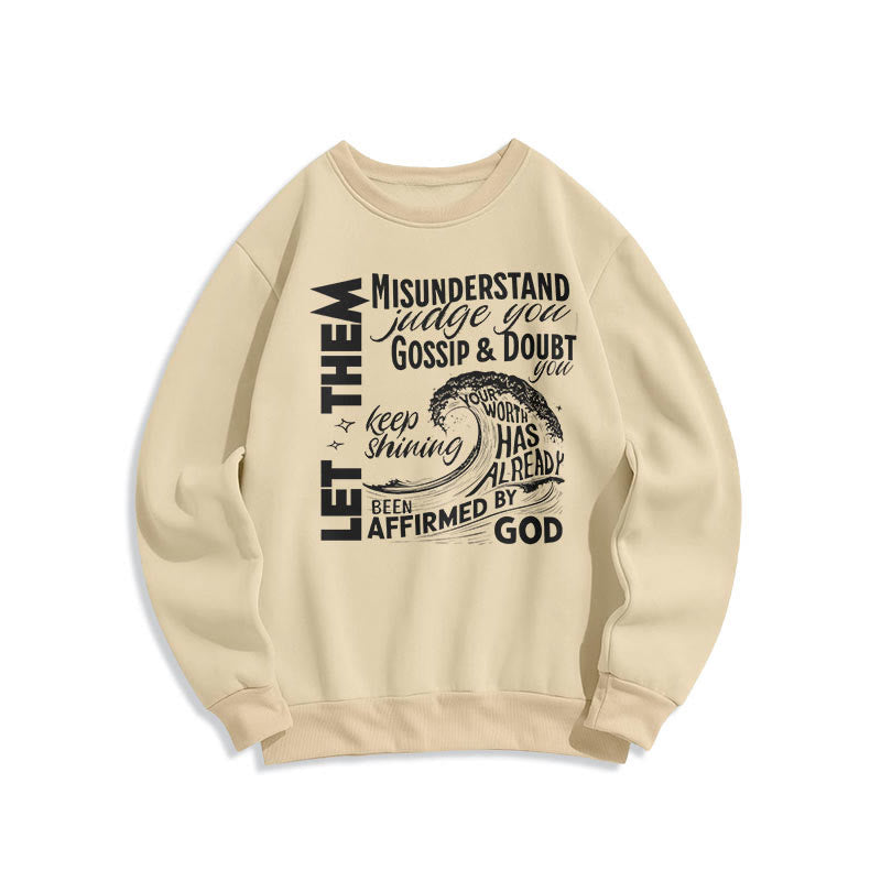 Modern Style Affirmed By God Fleece Lined Polyester Sweatshirt - Beige - 2XL - image 0