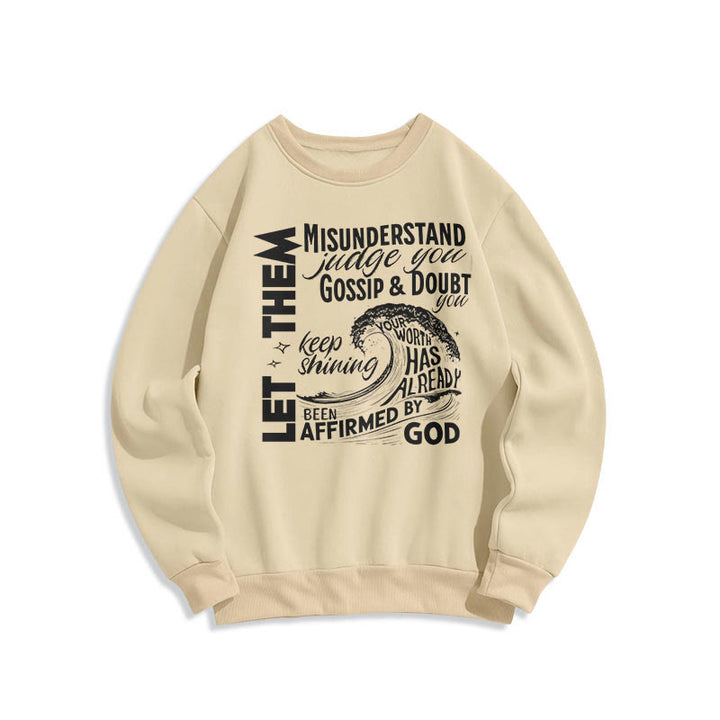 Modern Style Affirmed By God Fleece Lined Polyester Sweatshirt - Beige - 2XL - image 0