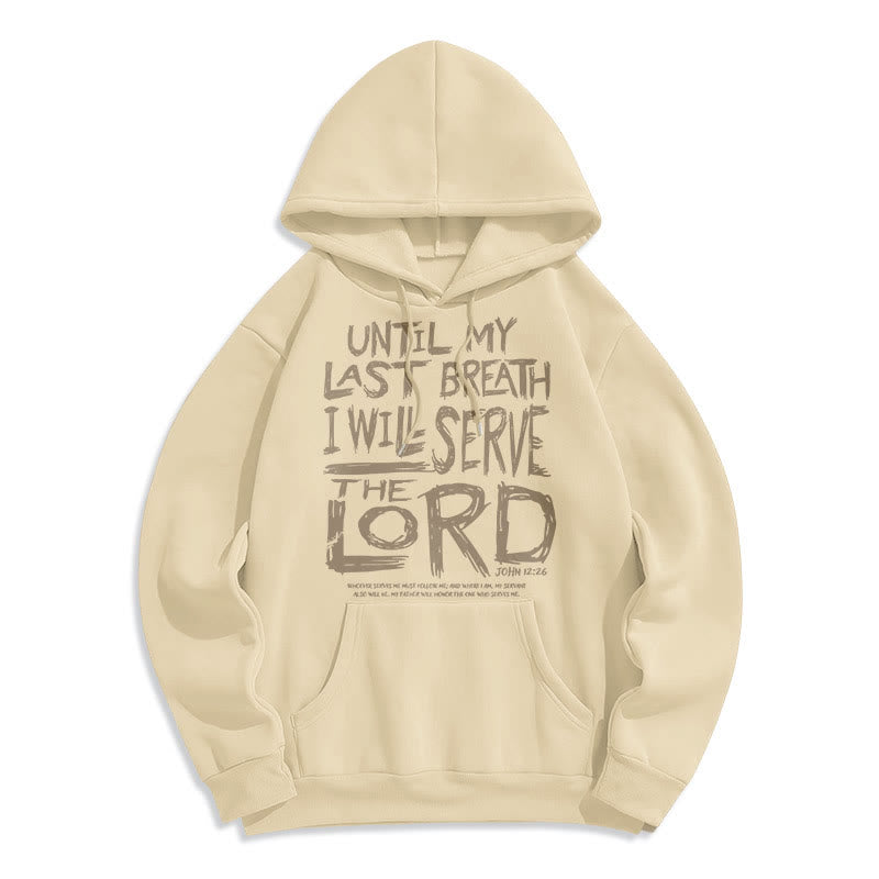 Quotation Style I Will Serve The Lord Fleece Lined Polyester Hoodie - Beige - 2XL - image 10
