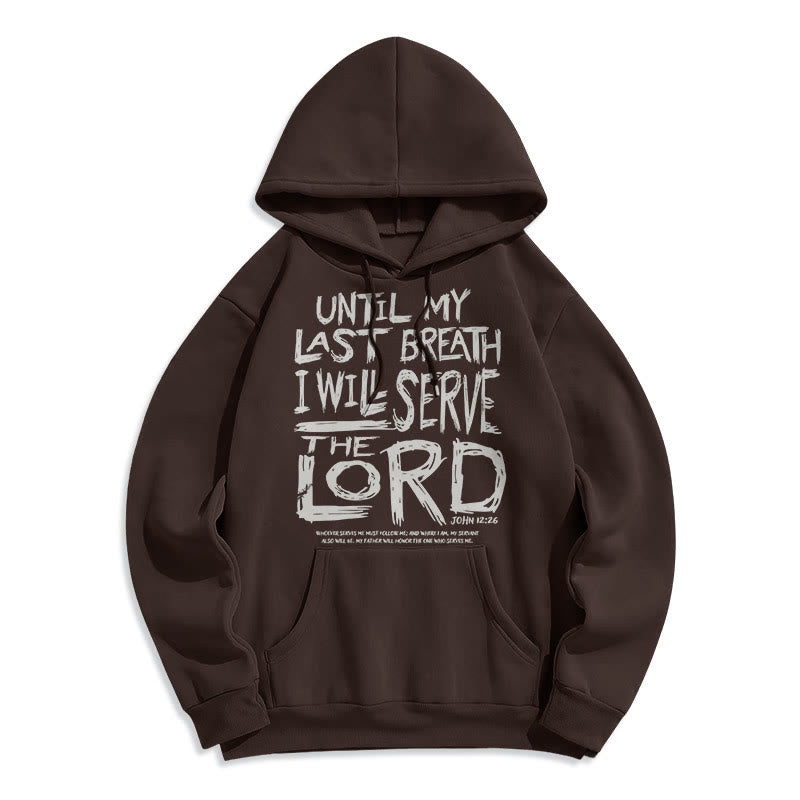 Quotation Style I Will Serve The Lord Fleece Lined Polyester Hoodie - Brown - 2XL - image 13