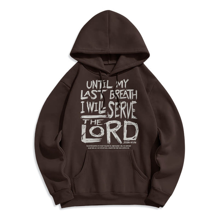 Quotation Style I Will Serve The Lord Fleece Lined Polyester Hoodie - Brown - 2XL - image 13