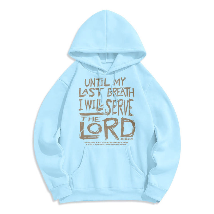 Quotation Style I Will Serve The Lord Fleece Lined Polyester Hoodie - Blue - 2XL - image 19