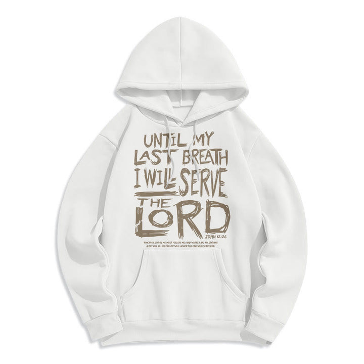 Quotation Style I Will Serve The Lord Fleece Lined Polyester Hoodie - White - 2XL - image 0