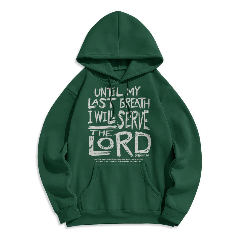 Quotation Style I Will Serve The Lord Fleece Lined Polyester Hoodie - Green - 2XL - image 16