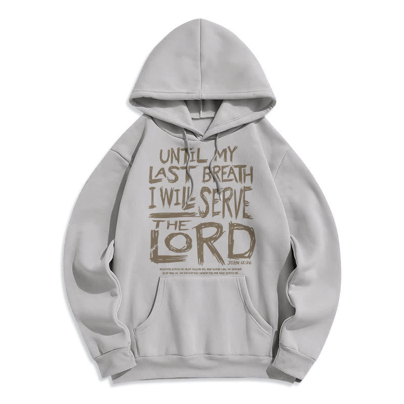 Quotation Style I Will Serve The Lord Fleece Lined Polyester Hoodie - Grey - 2XL - image 24