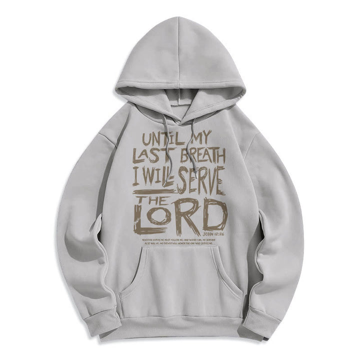 Quotation Style I Will Serve The Lord Fleece Lined Polyester Hoodie - Grey - 2XL - image 24