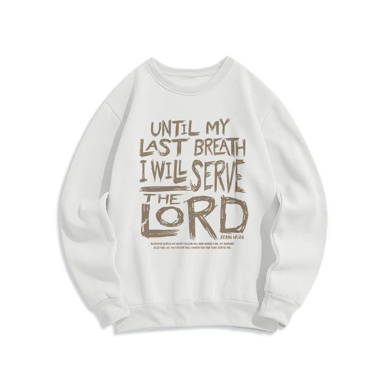 Quotation Style I Will Serve The Lord Fleece Lined Polyester Sweatshirt - White - 2XL - image 0