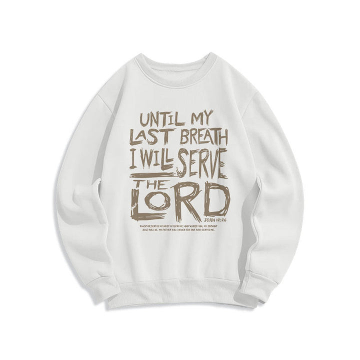 Quotation Style I Will Serve The Lord Fleece Lined Polyester Sweatshirt - White - 2XL - image 0