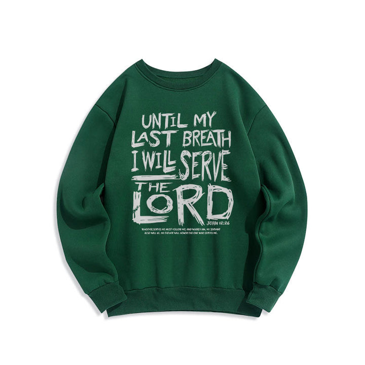 Quotation Style I Will Serve The Lord Fleece Lined Polyester Sweatshirt - Green - 2XL - image 20