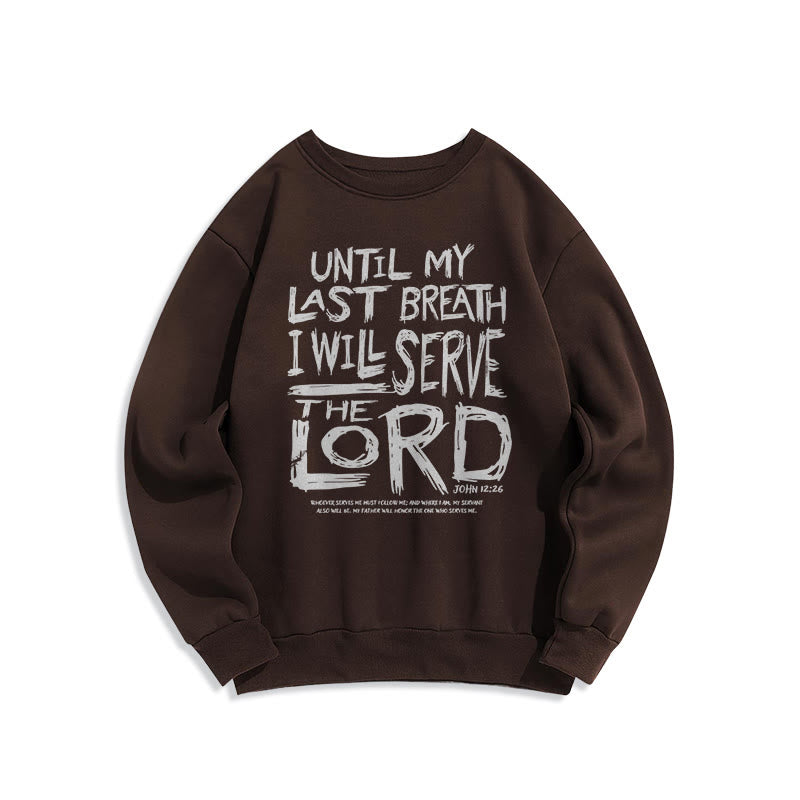 Quotation Style I Will Serve The Lord Fleece Lined Polyester Sweatshirt - Brown - 2XL - image 15