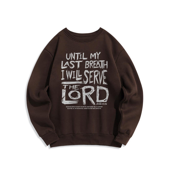 Quotation Style I Will Serve The Lord Fleece Lined Polyester Sweatshirt - Brown - 2XL - image 15