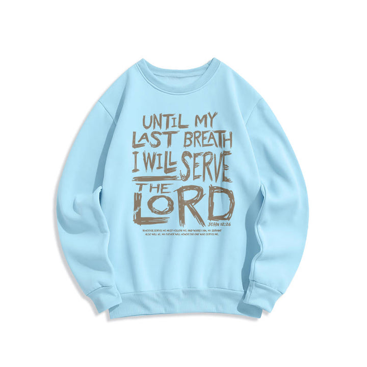 Quotation Style I Will Serve The Lord Fleece Lined Polyester Sweatshirt - Blue - 2XL - image 25
