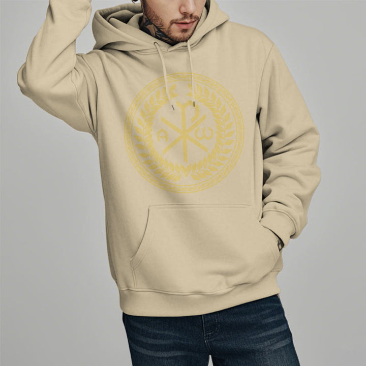 Christianartworkshop Classic Style Sacred Chi-rho Emblem Laurel Wreath Fleece Lined Polyester Hoodie - image 12