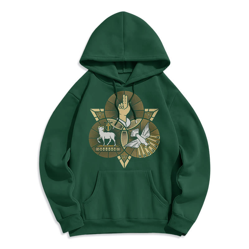 Modern Style St. Benedict Lamb Of God Dove Fleece Lined Polyester Hoodie - Green - 2XL - image 20