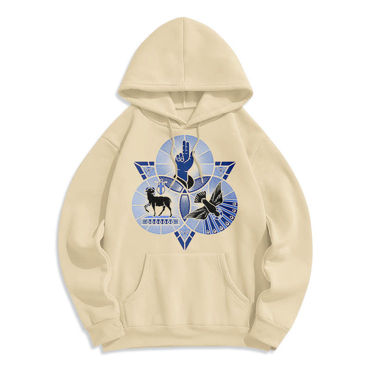 Modern Style St. Benedict Lamb Of God Dove Fleece Lined Polyester Hoodie - Beige - 2XL - image 10