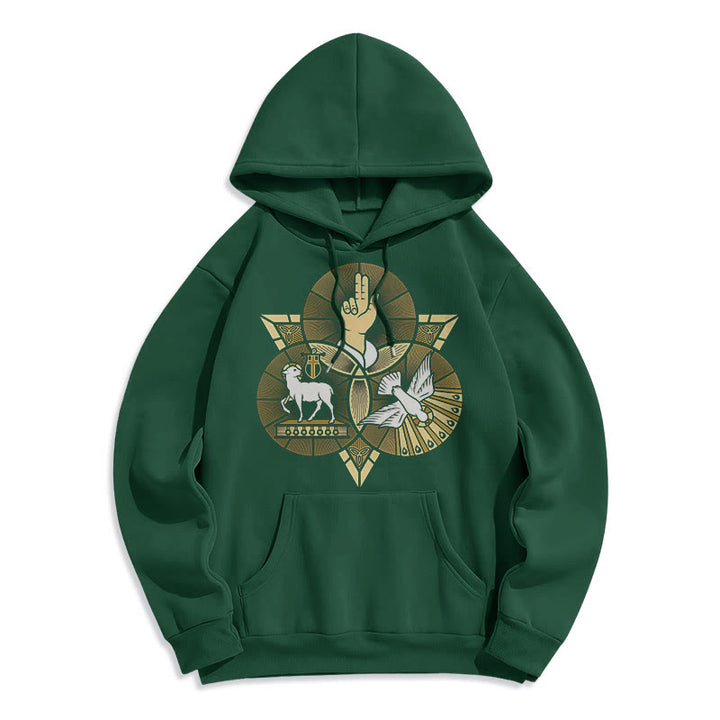 Modern Style St. Benedict Lamb Of God Dove Fleece Lined Polyester Hoodie - Green - 2XL - image 20