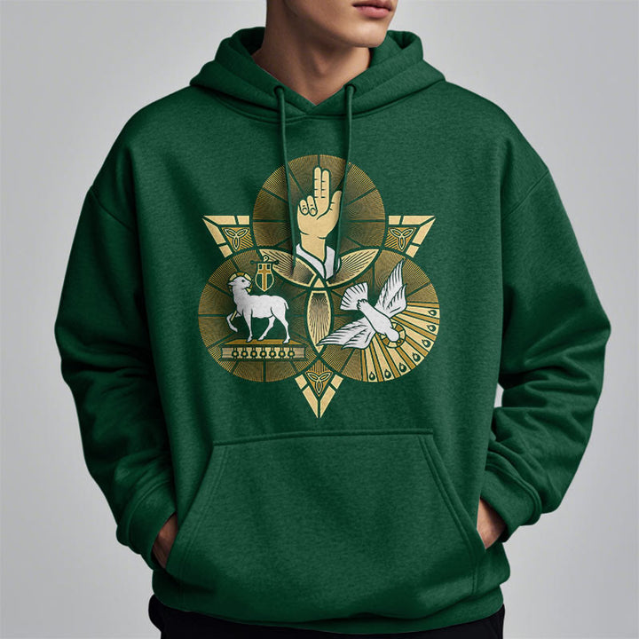 Modern Style St. Benedict Lamb Of God Dove Fleece Lined Polyester Hoodie - image 23