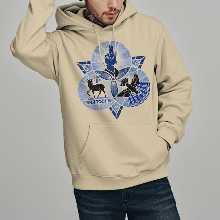 Christianartworkshop Modern Style St. Benedict Lamb Of God Dove Fleece Lined Polyester Hoodie - image 13