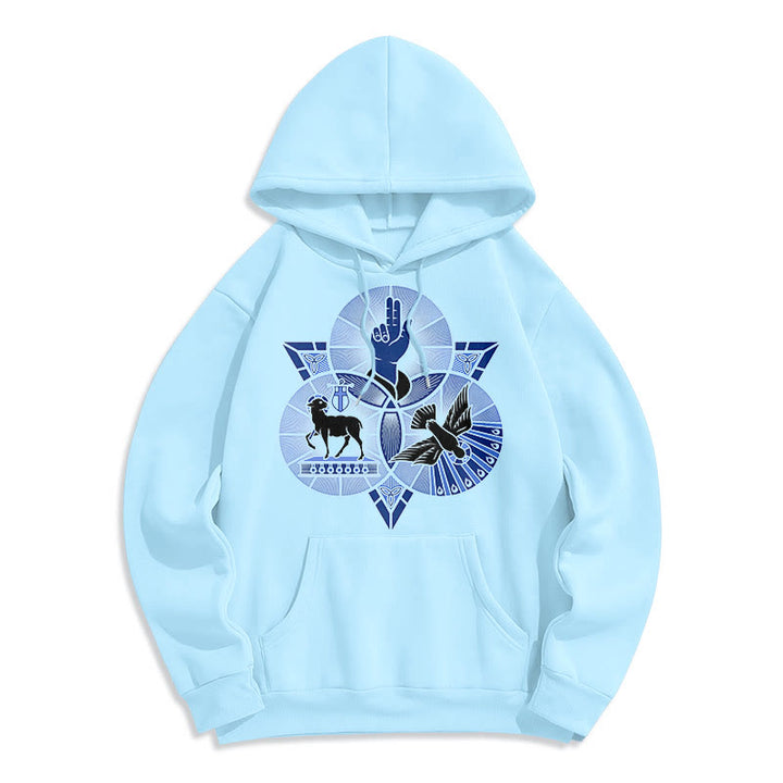 Modern Style St. Benedict Lamb Of God Dove Fleece Lined Polyester Hoodie - Blue - 2XL - image 25