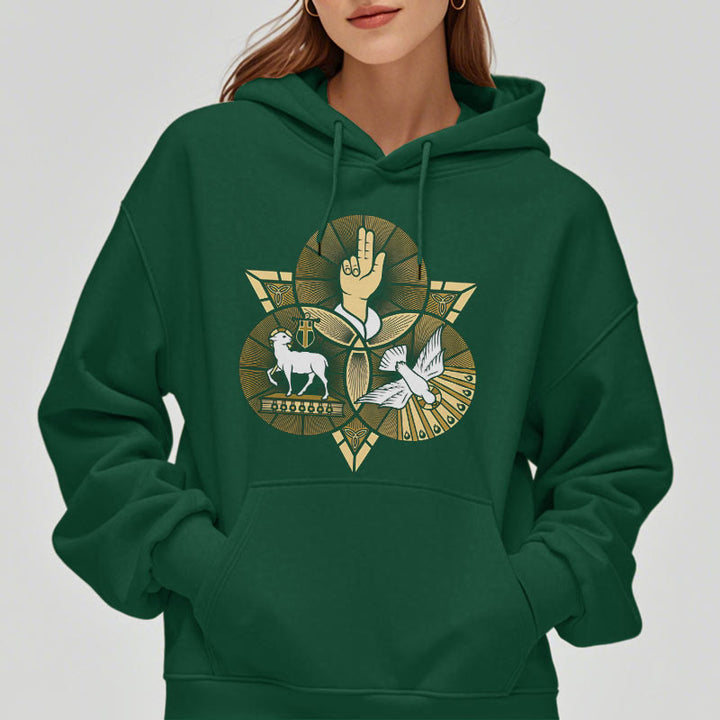 Christianartworkshop Modern Style St. Benedict Lamb Of God Dove Fleece Lined Polyester Hoodie - image 22