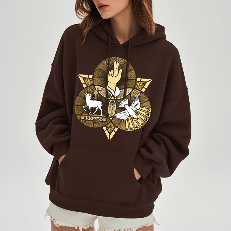 Modern Style St. Benedict Lamb Of God Dove Fleece Lined Polyester Hoodie - image 18