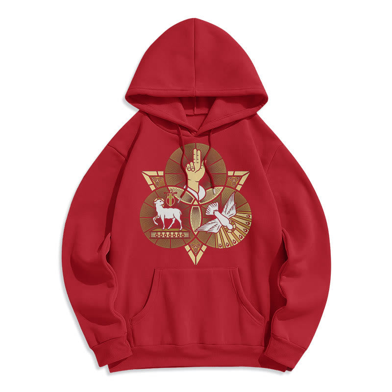 Modern Style St. Benedict Lamb Of God Dove Fleece Lined Polyester Hoodie - Red - 2XL - image 35