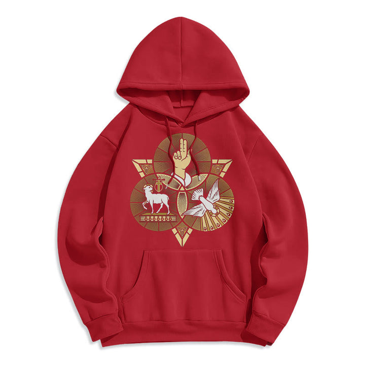 Modern Style St. Benedict Lamb Of God Dove Fleece Lined Polyester Hoodie - Red - 2XL - image 35