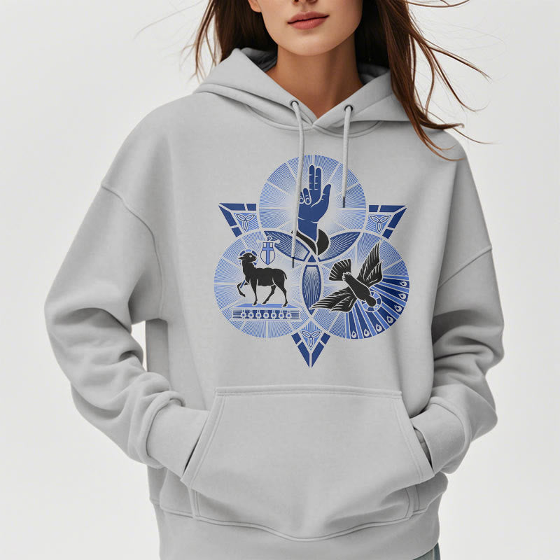 Christianartworkshop Modern Style St. Benedict Lamb Of God Dove Fleece Lined Polyester Hoodie - image 32