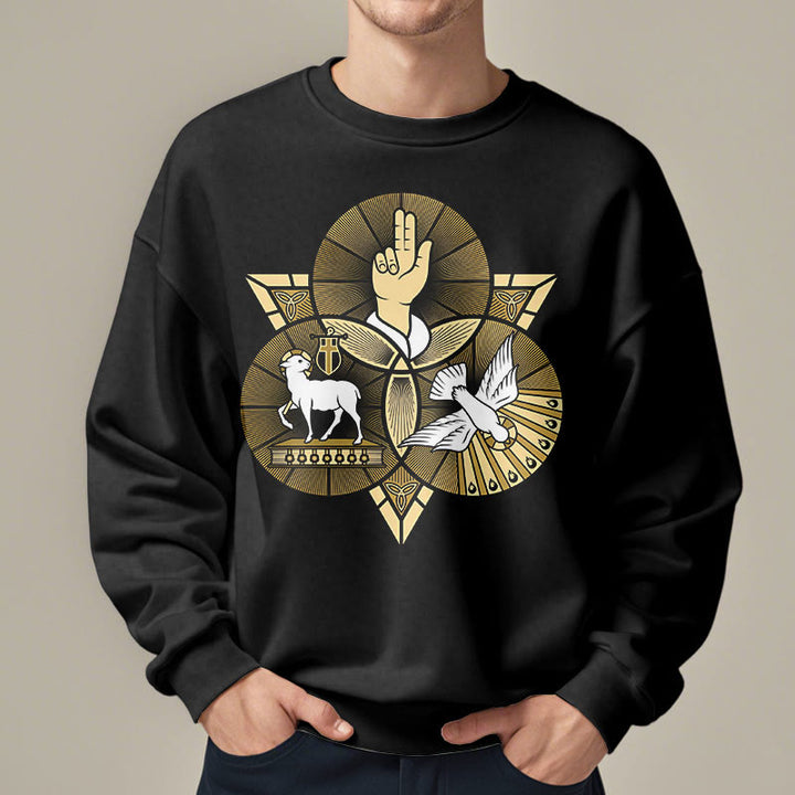 Modern Style St. Benedict Lamb Of God Dove Fleece Lined Polyester Sweatshirt - image 1
