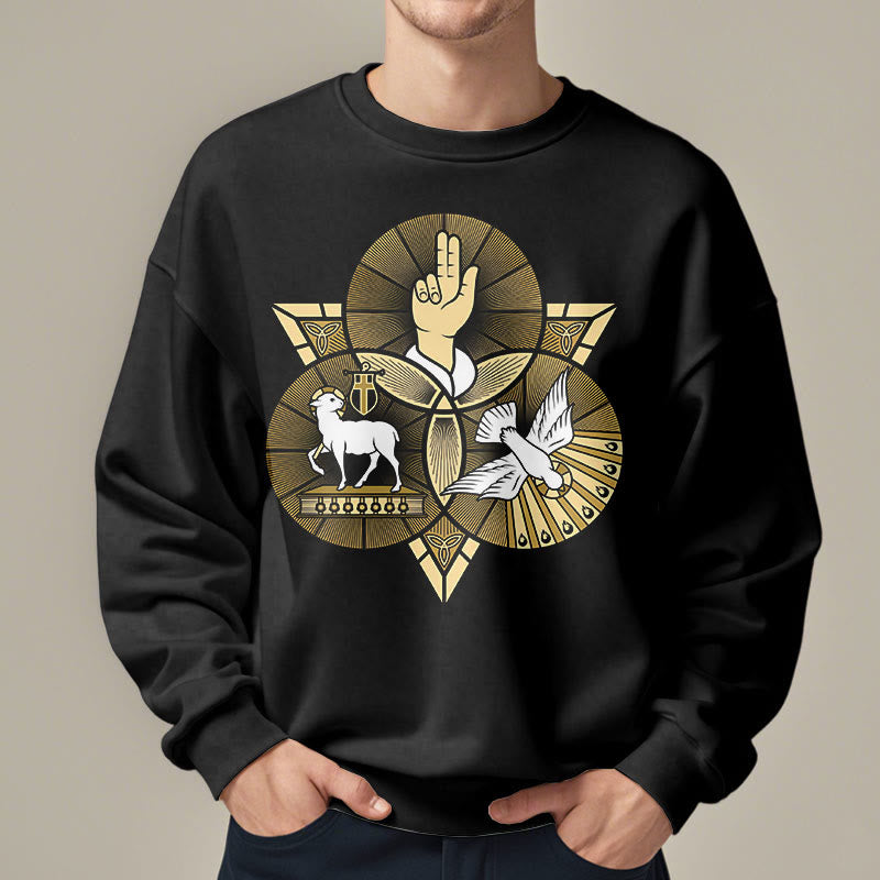 Modern Style St. Benedict Lamb Of God Dove Fleece Lined Polyester Sweatshirt - image 1