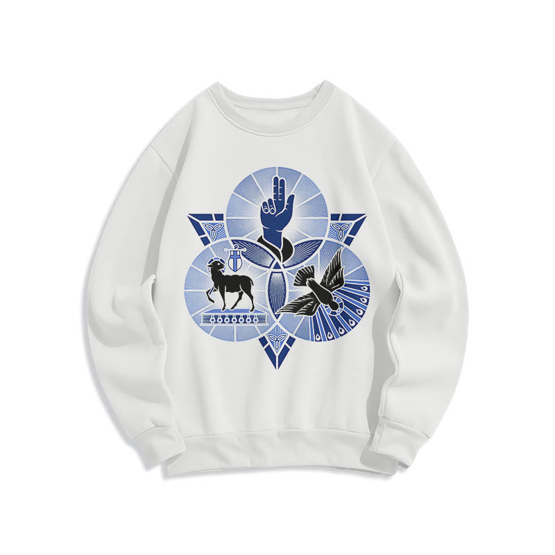 Modern Style St. Benedict Lamb Of God Dove Fleece Lined Polyester Sweatshirt - White - 2XL - image 5