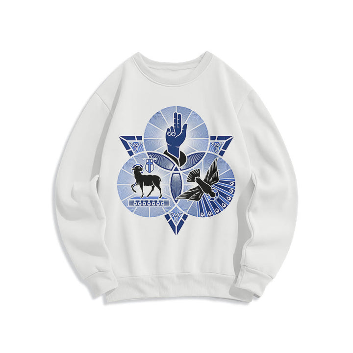 Modern Style St. Benedict Lamb Of God Dove Fleece Lined Polyester Sweatshirt - White - 2XL - image 5