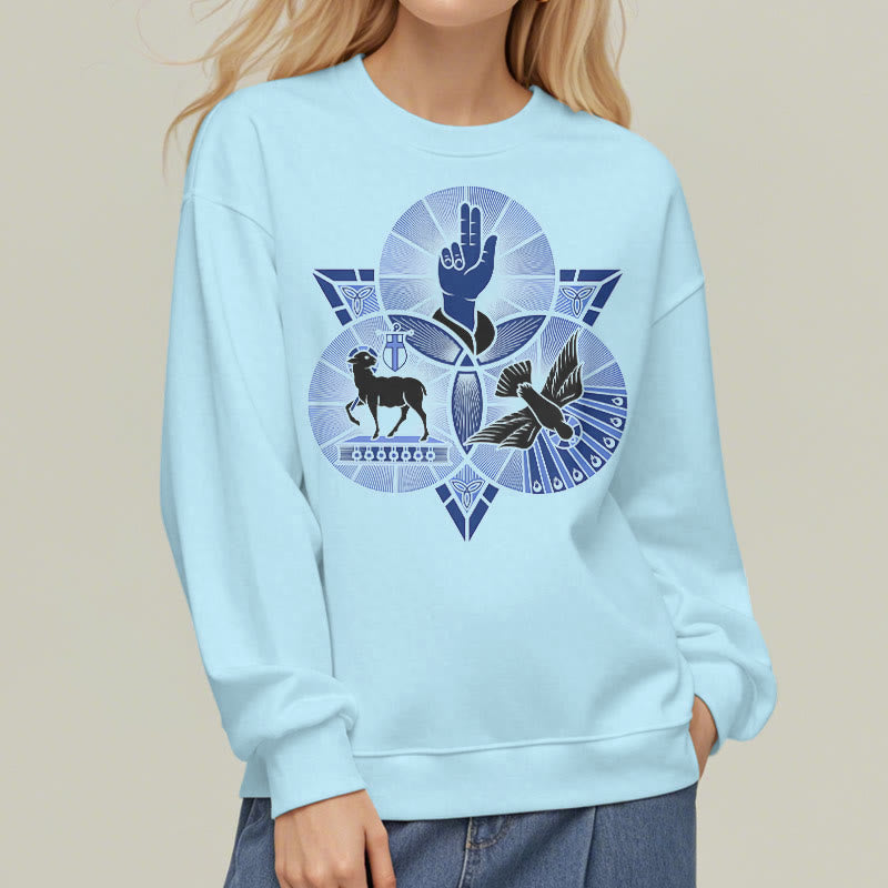 Modern Style St. Benedict Lamb Of God Dove Fleece Lined Polyester Sweatshirt - image 27