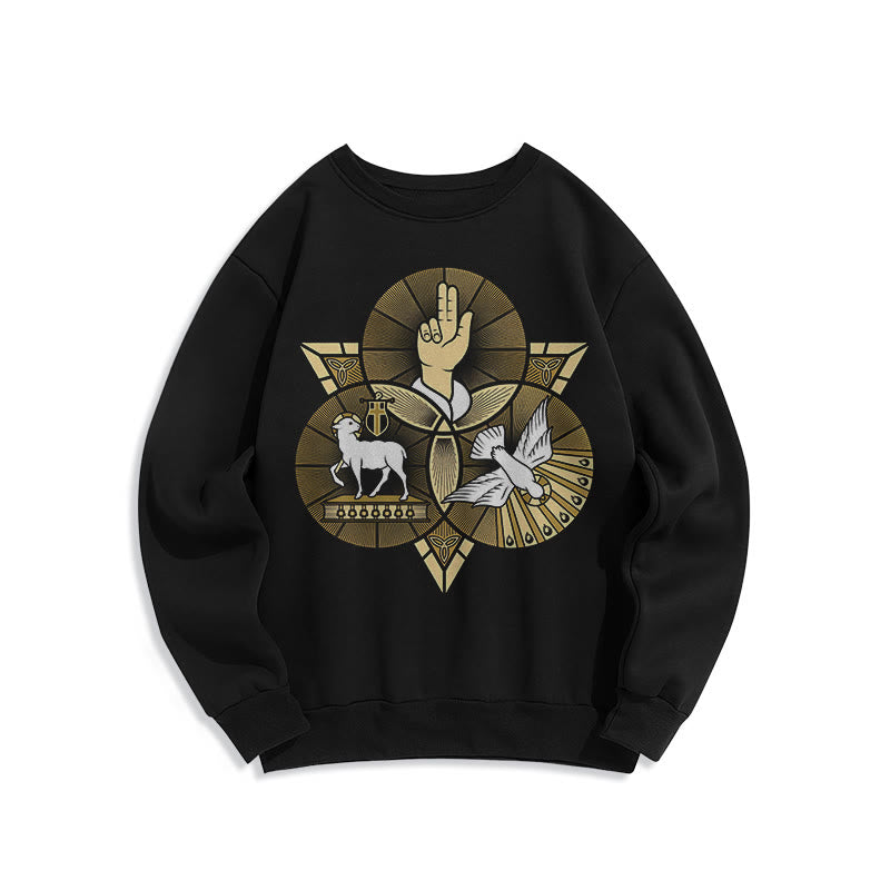 Modern Style St. Benedict Lamb Of God Dove Fleece Lined Polyester Sweatshirt - Black - 2XL - image 0