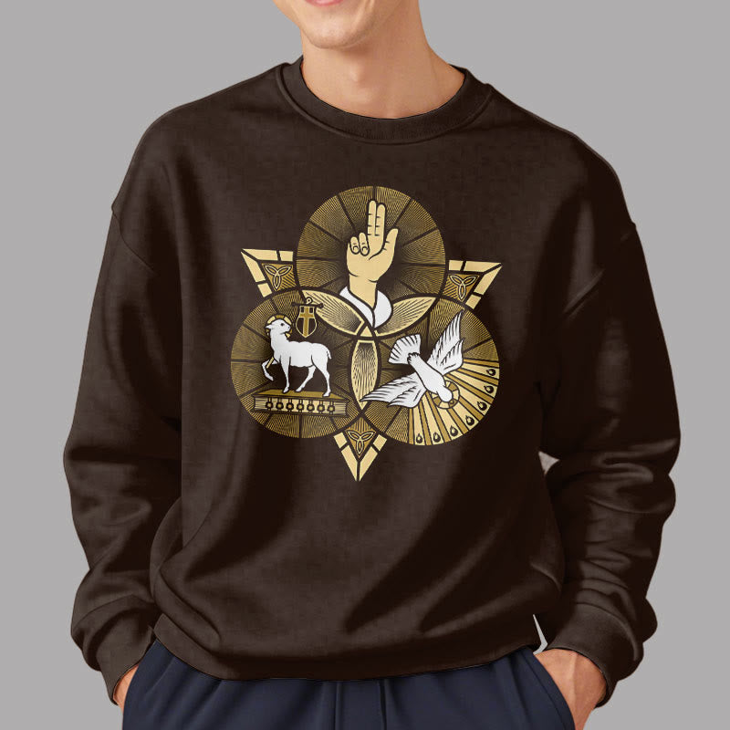 Modern Style St. Benedict Lamb Of God Dove Fleece Lined Polyester Sweatshirt - image 18