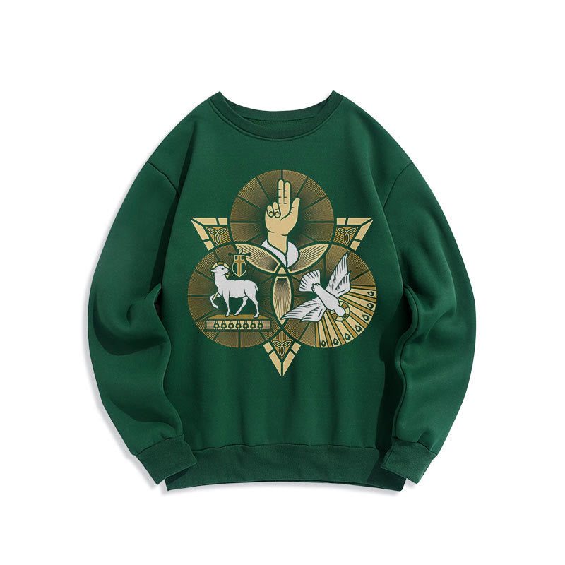 Modern Style St. Benedict Lamb Of God Dove Fleece Lined Polyester Sweatshirt - Green - 2XL - image 20