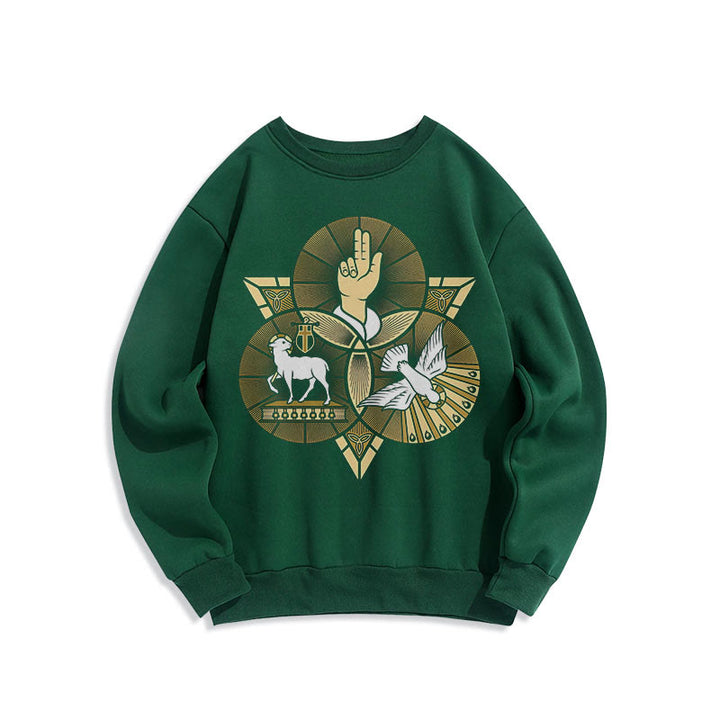 Modern Style St. Benedict Lamb Of God Dove Fleece Lined Polyester Sweatshirt - Green - 2XL - image 20