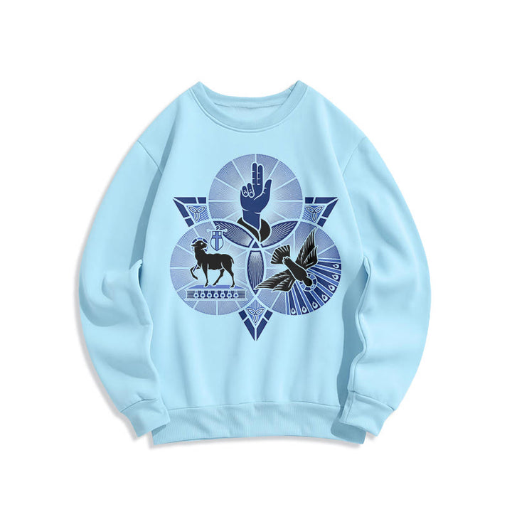 Modern Style St. Benedict Lamb Of God Dove Fleece Lined Polyester Sweatshirt - Blue - 2XL - image 25