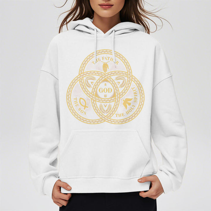 Christianartworkshop Classic Style Sacred Trinity Unity Fleece Lined Polyester Hoodie - image 7