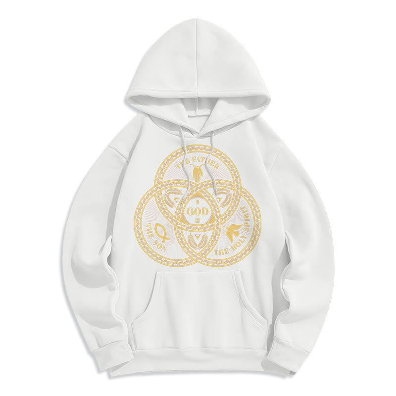 Christianartworkshop Classic Style Sacred Trinity Unity Fleece Lined Polyester Hoodie - White - 2XL - image 5