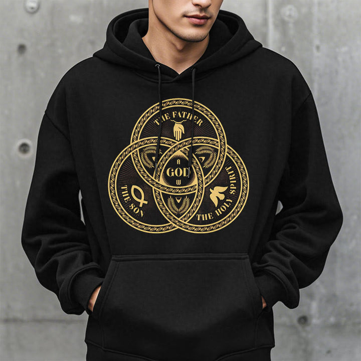 Christianartworkshop Classic Style Sacred Trinity Unity Fleece Lined Polyester Hoodie - image 2