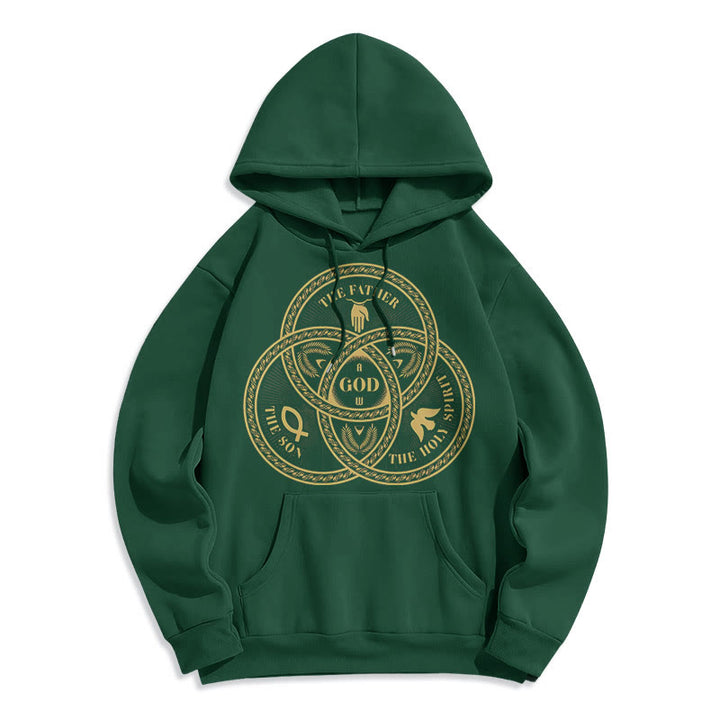 Christianartworkshop Classic Style Sacred Trinity Unity Fleece Lined Polyester Hoodie - Green - 2XL - image 20