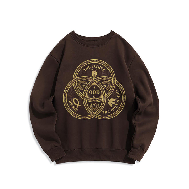 Christianartworkshop Classic Style Sacred Trinity Unity Fleece Lined Polyester Sweatshirt - Brown - 2XL - image 15