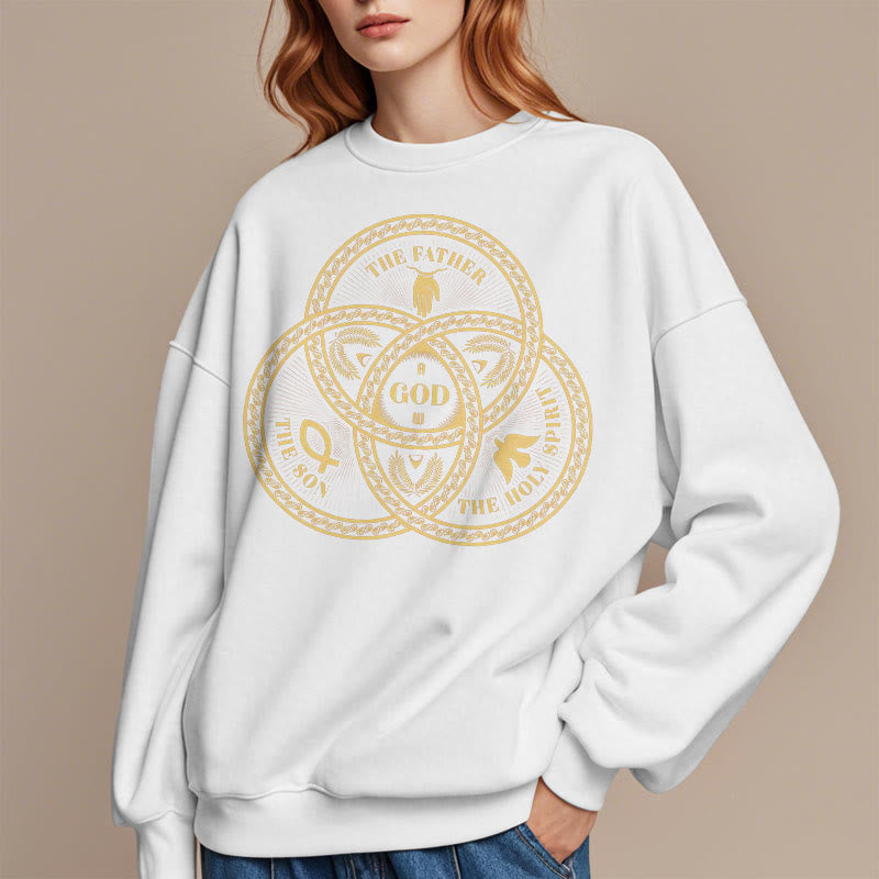 Christianartworkshop Classic Style Sacred Trinity Unity Fleece Lined Polyester Sweatshirt - image 7