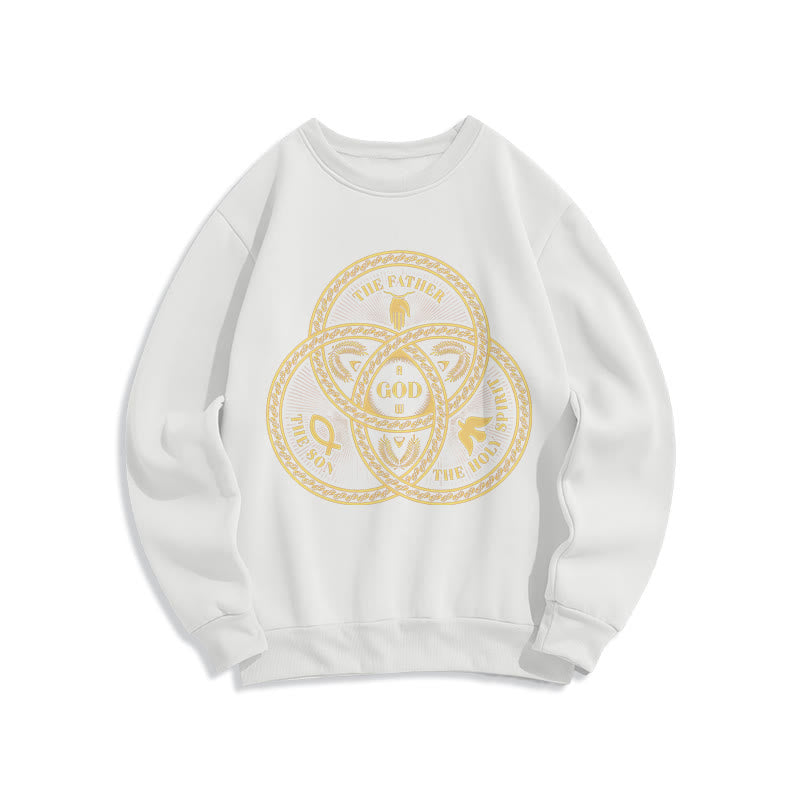 Christianartworkshop Classic Style Sacred Trinity Unity Fleece Lined Polyester Sweatshirt - White - 2XL - image 5