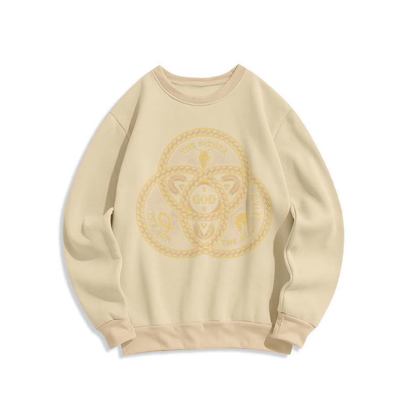 Christianartworkshop Classic Style Sacred Trinity Unity Fleece Lined Polyester Sweatshirt - Beige - 2XL - image 10