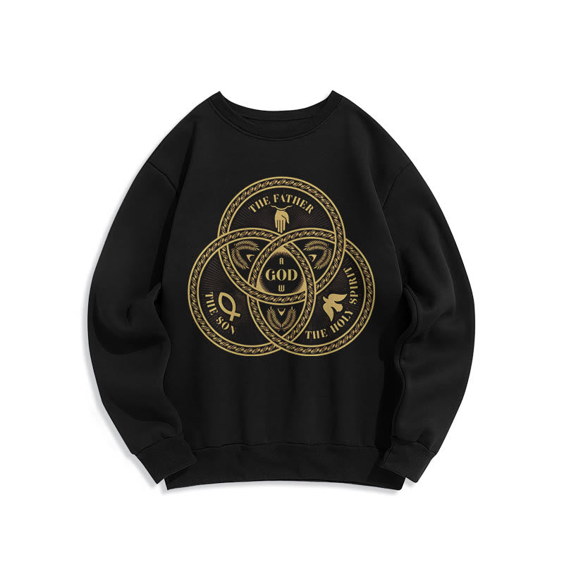 Christianartworkshop Classic Style Sacred Trinity Unity Fleece Lined Polyester Sweatshirt - Black - 2XL - image 0