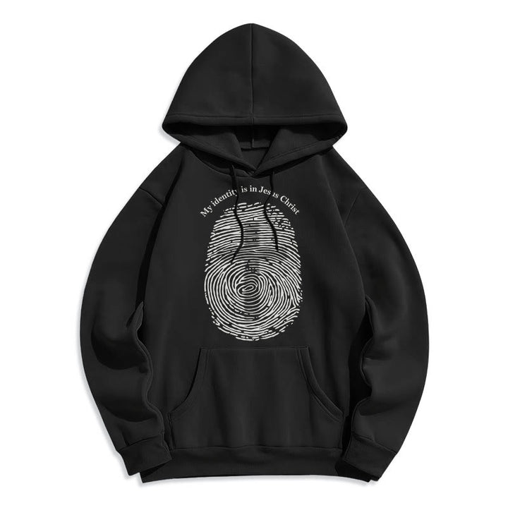 Classic Style My Identity Is In Jesus Christ Cross Fleece Lined Polyester Hoodie - Black - 2XL - image 5
