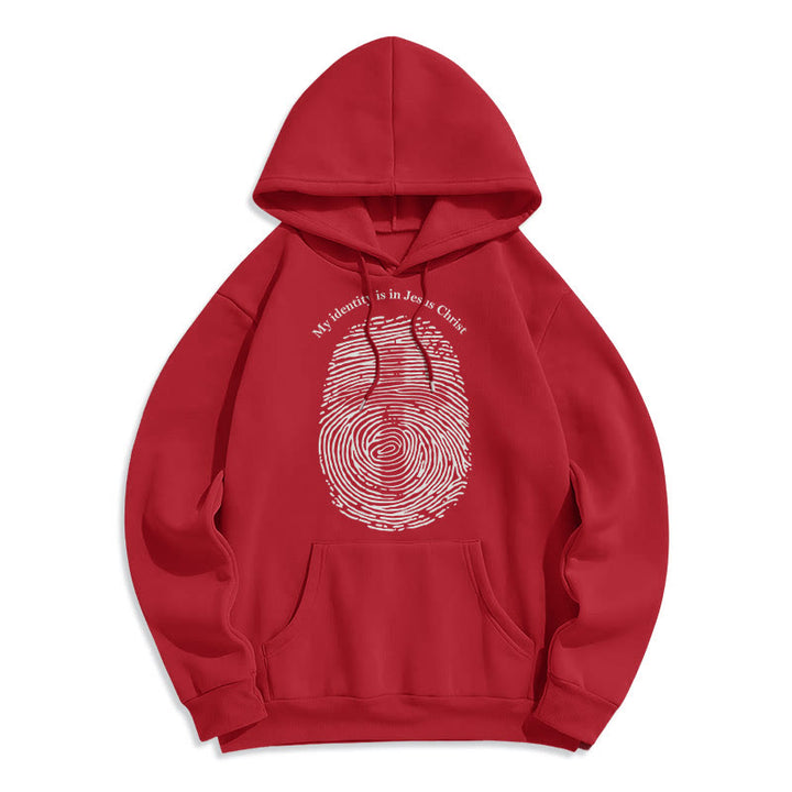 Classic Style My Identity Is In Jesus Christ Cross Fleece Lined Polyester Hoodie - Red - 2XL - image 35